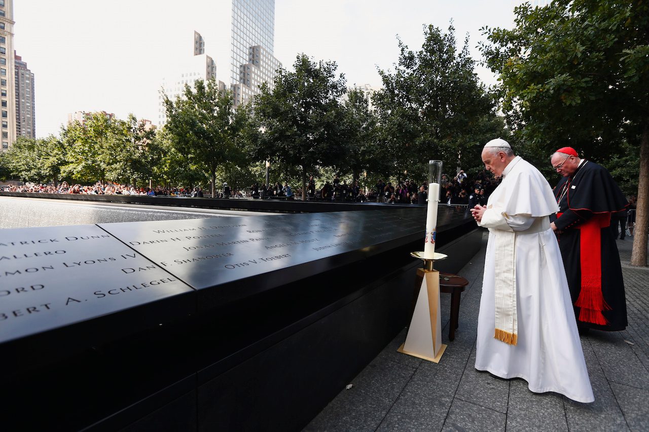 Pope prays at Ground Zero in emotion-packed New York day