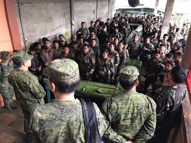 MAIN BATTLE AREA. AFP chief General Eduardo Año visits the main battle area in Marawi City. Photo from JTF Marawi 