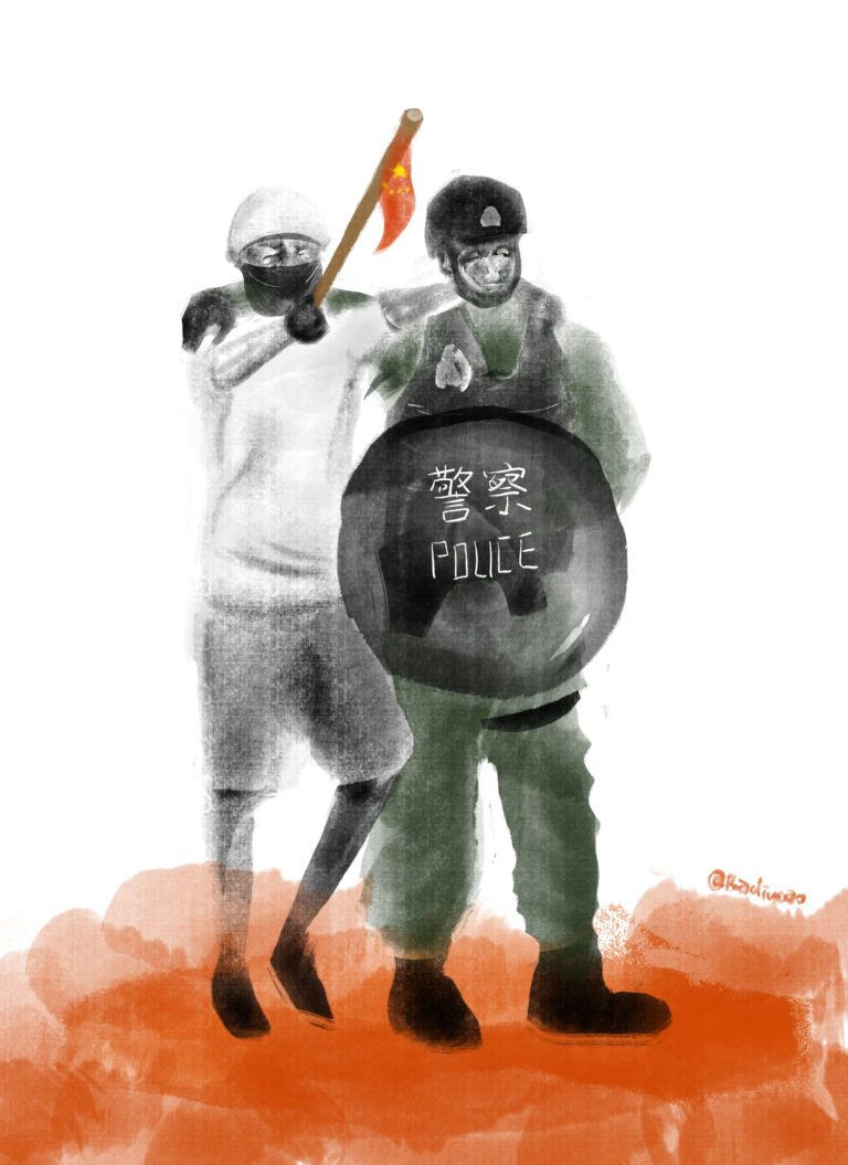 Badiucao's art directly pokes fun at the authoritarian nature of power in Hong Kong. Illustration by Badiucao 