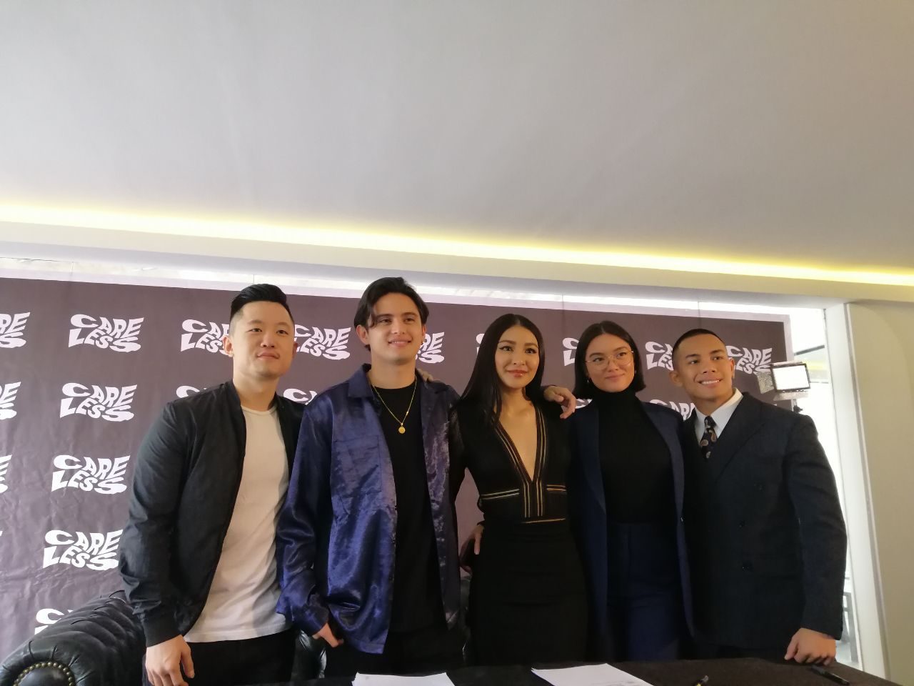 SIGNED ARTIST. Nadine poses with the team at her label, Careless after signing a contract with them. Photo by Amanda Lago/Rappler   