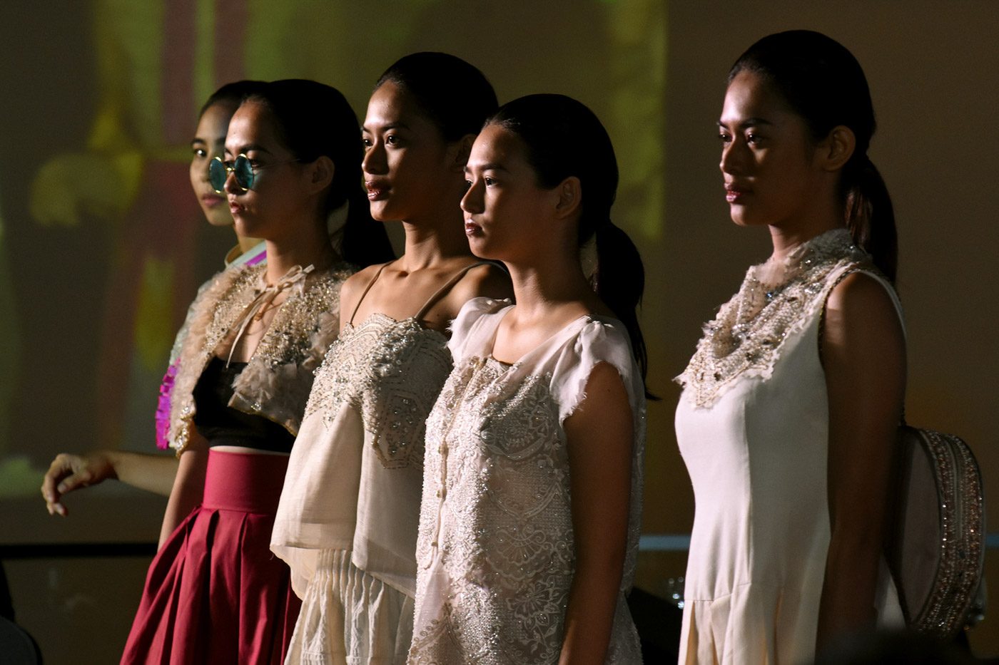 TRUE FILIPINO FASHION. Internationally-reknowned Filipino brand 'Aloysius Worldwide' strutted their designs which proudly incorporate local indeginous weaves. Photo by Angie de Silva/Rappler 