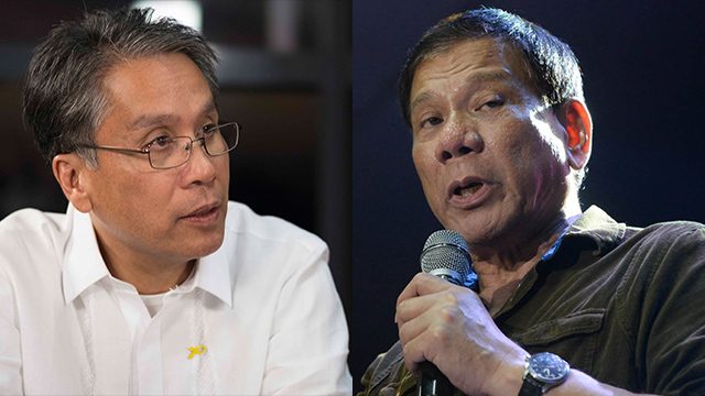 WORD WAR. Mar Roxas and Rodrigo Duterte engage in a verbal tussle even before the official start of the campaign period. 