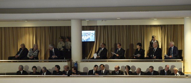 GLOBAL GUESTS. Foreign dignitaries from various countries attend Singapore late former prime minister Lee Kuan Yew's funeral service in Singapore on March 29, 2015. Pool/AFP 