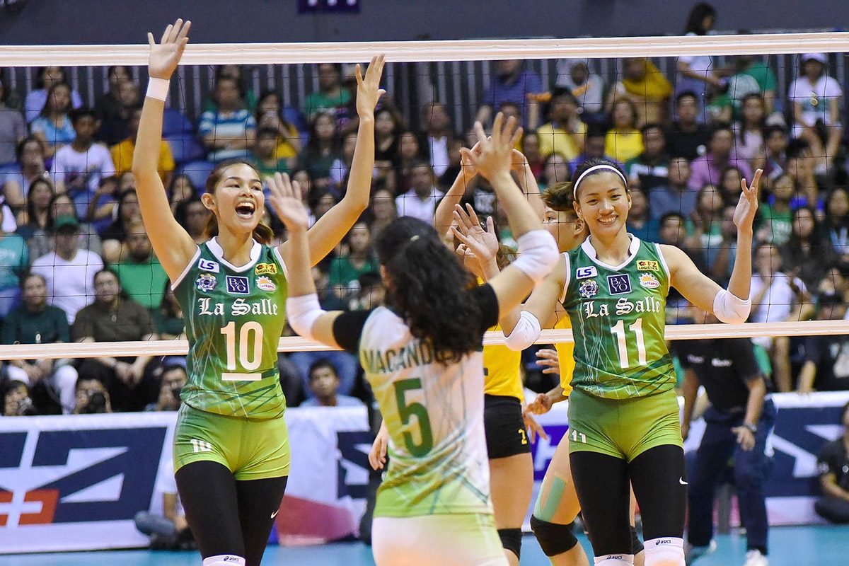 STAR SENIORS. Veterans Majoy Baron, Dawn Macandili and Kim Dy wrap up their collegiate careers with a championship. 