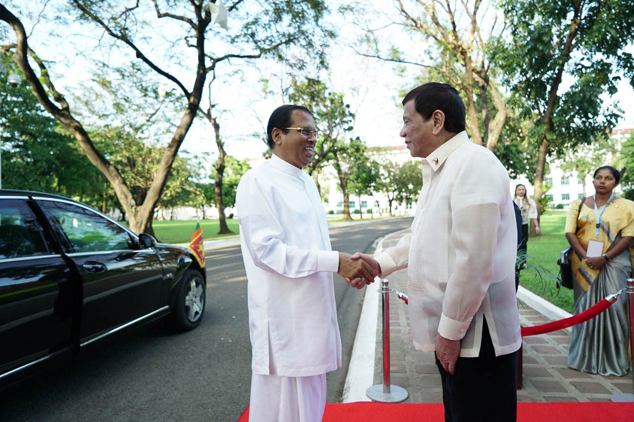 Duterte, Sri Lanka President Sirisena boost defense, agri ties during visit