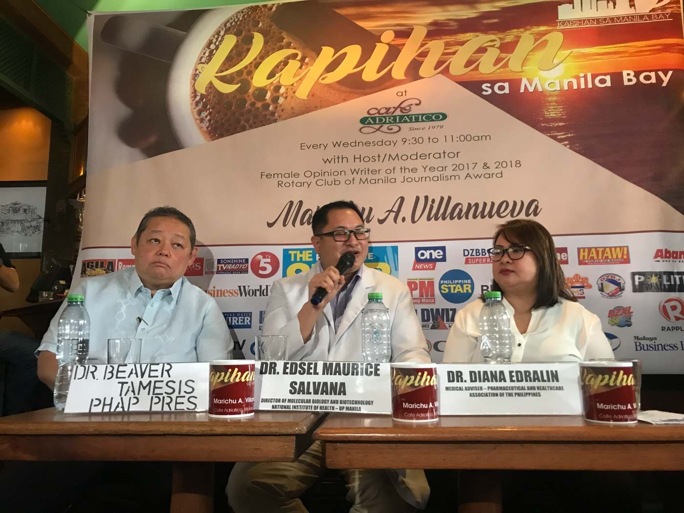 MEDICAL EXPERTS. Medical experts speak to media at a Kapihan sa Manila Bay about the 2019 novel coronavirus. Photo by Janella Paris/Rappler    