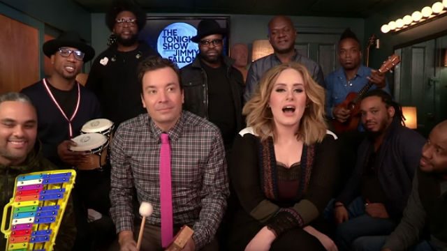 WATCH: Adele, Jimmy Fallon, and The Roots sing ‘Hello’ with classroom instruments
