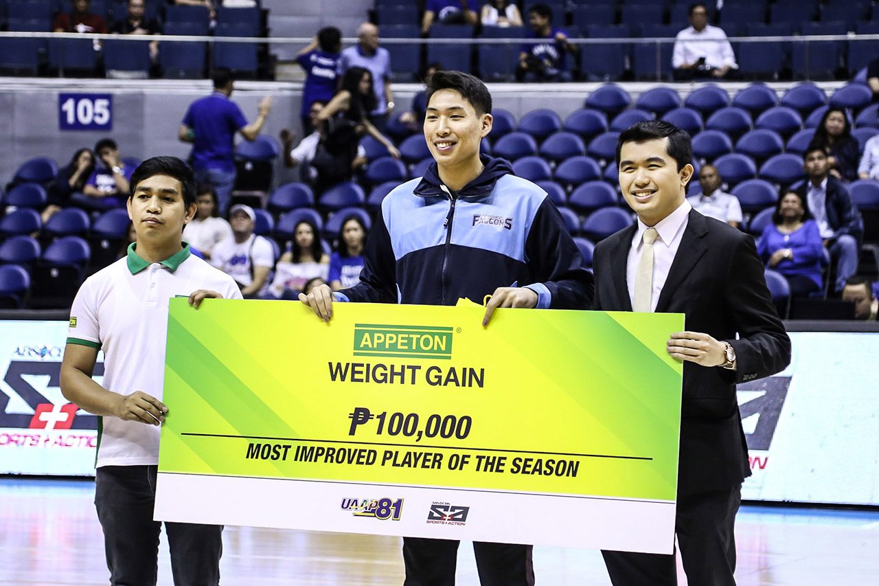 TOP FALCON. After a heartbreaking Final Four exit with the Adamson Falcons, Sean Manganti gets to smile again after winning two special awards.Photo by Michael Gatpandan/Rappler   
