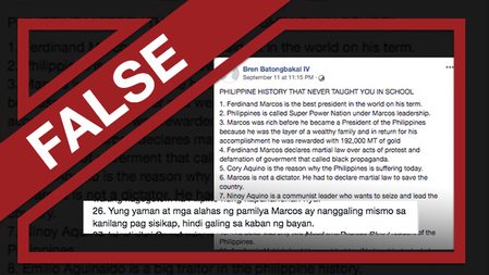 FALSE: Wealth of Marcos family from ‘hard work,’ and ‘not from public funds’