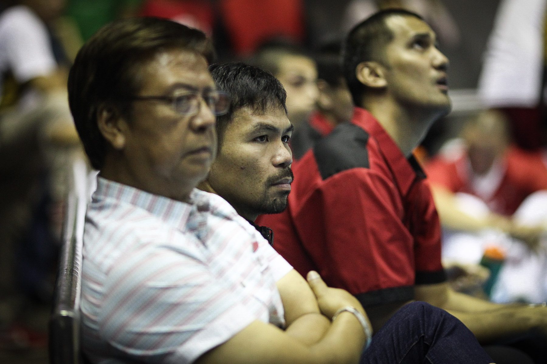 SPECTATOR. Manny Pacquiao watches his former team play in the PBA. Photo by Josh Albelda/Rappler 