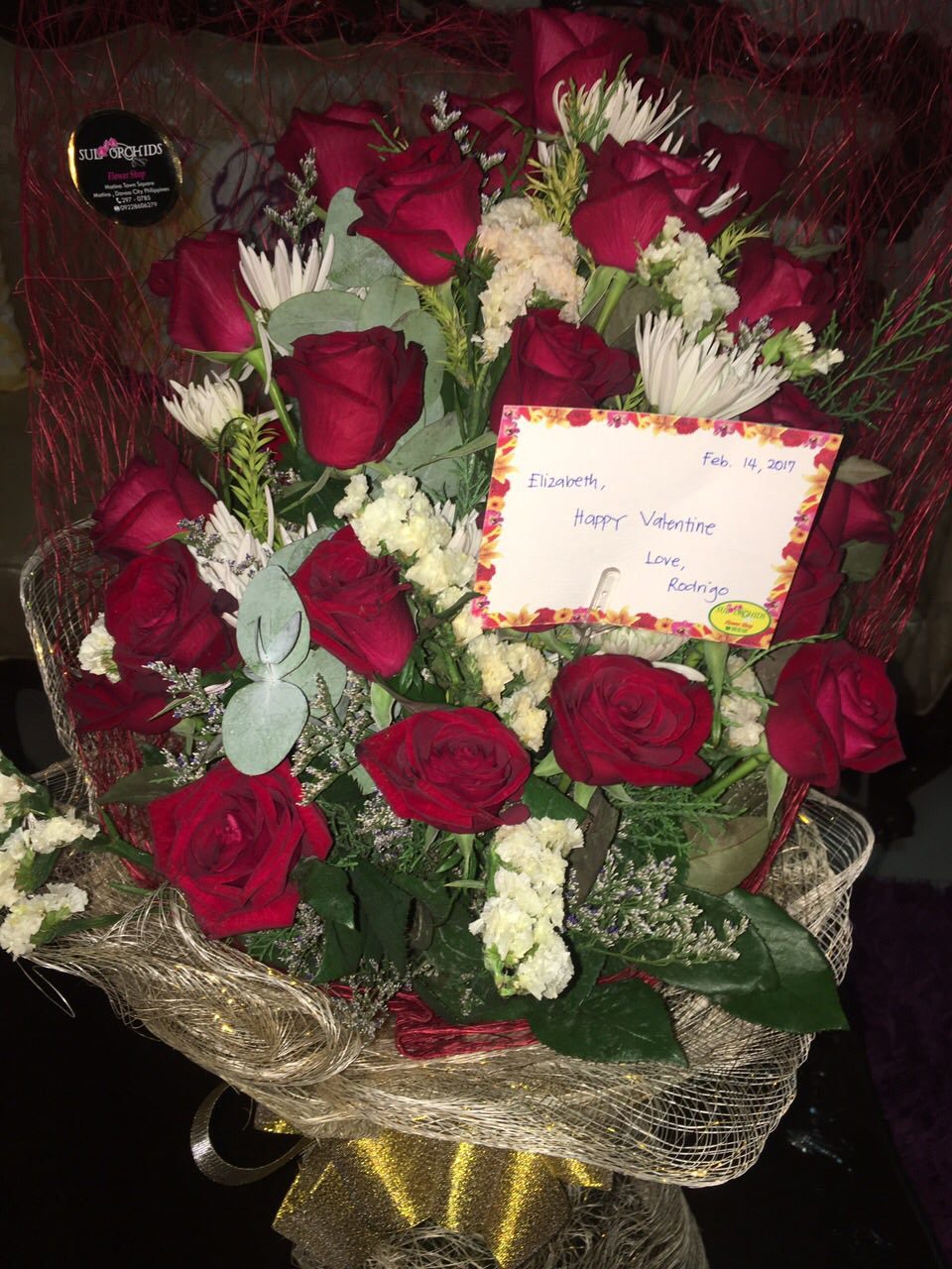 ROSES ARE RED. The President sends a bouquet of flowers to Elizabeth Zimmerman. Photo from Mayor Sara Duterte  