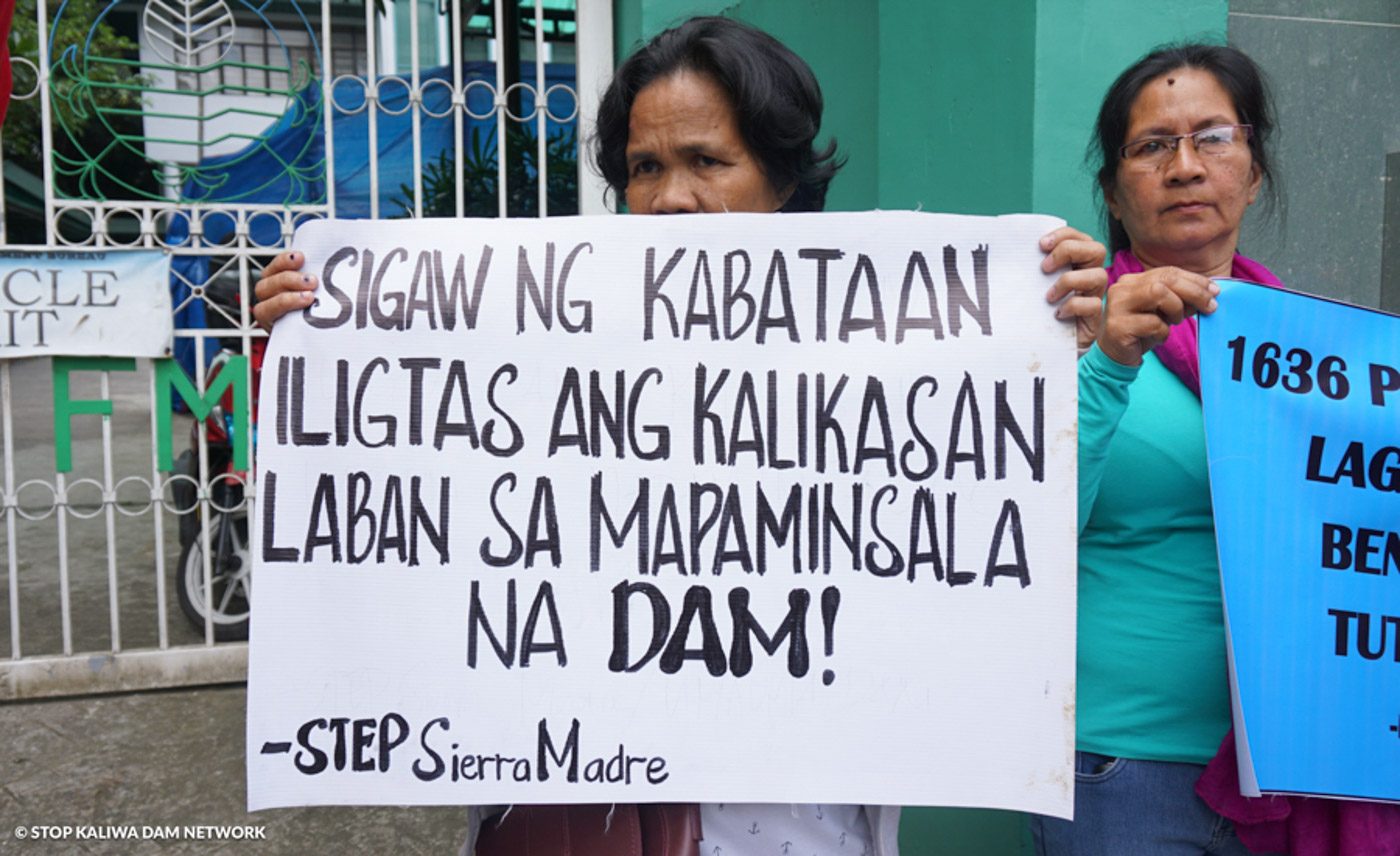 OPPOSING THE KALIWA DAM PROJECT. Protest of the groups opposing the Kaliwa Dam project in front of DENR office. Photo courtesy of Stop Kaliwa Dam Network 