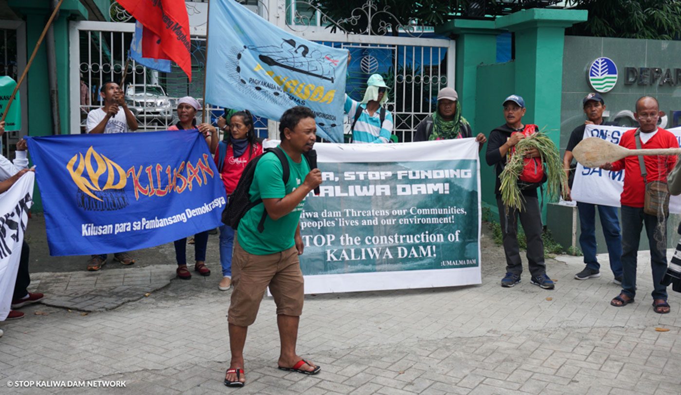 PROTEST. A protest opposing the Kaliwa Dam project in front of DENR office on October 16, 2019. Photo courtesy of Stop Kaliwa Dam Network     