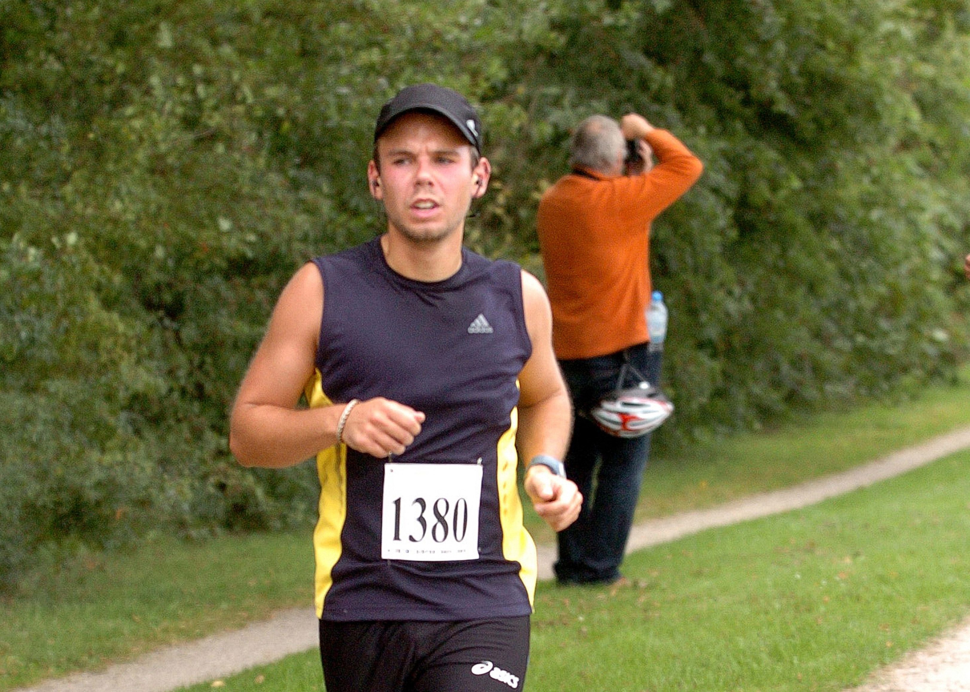 ILL PILOT. A file picture showing Andreas Lubitz, co-pilot of Germanwings flight 4U9525, running during the Aerportrace in Hamburg, Germany, September 13, 2009. File photo by EPA 