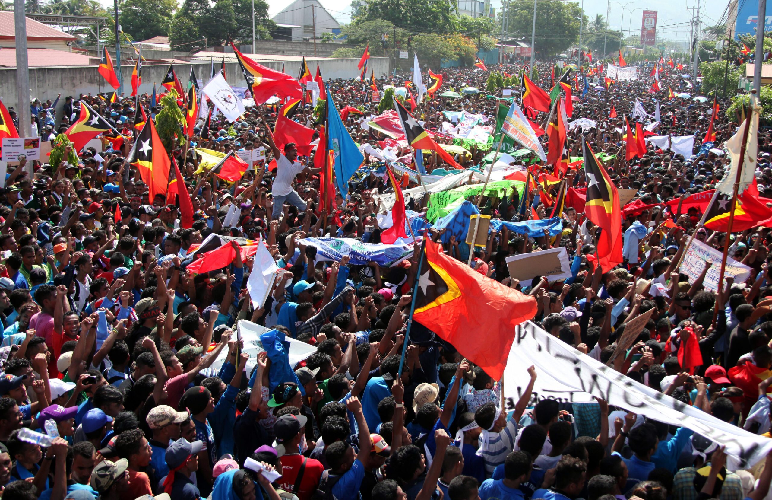 Thousands protest outside Australian embassy in East Timor