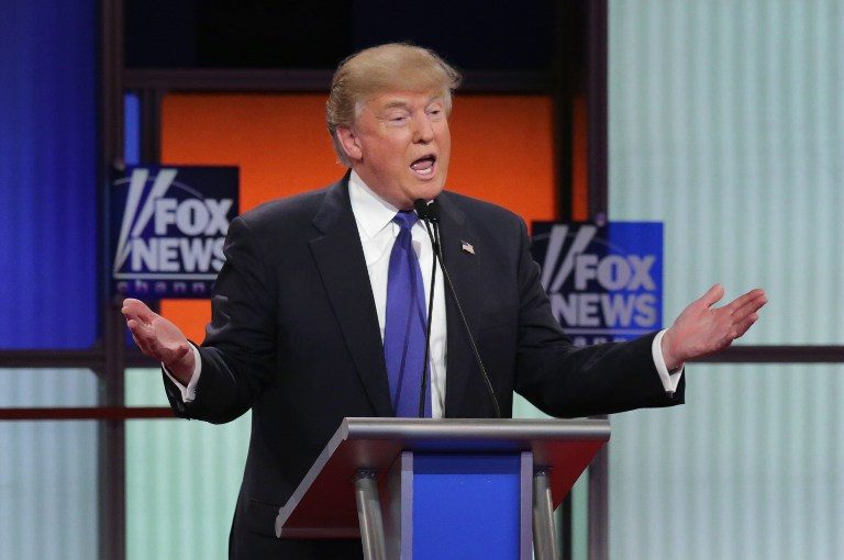 TOO VISCERAL? In this file photo, Republican presidential candidate Donald Trump participates in a debate sponsored by Fox News at the Fox Theatre on March 3, 2016 in Detroit, Michigan. Chip Somodevilla/Getty Images/AFP  