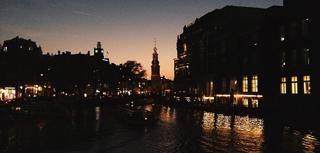 Night falls in Amsterdam 