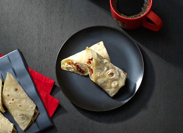 ROASTED CHICKEN AND TURKEY WRAP. Starbucks gives this wrap a festive touch with its cranberry garlic dressing. Photo courtesy of Starbucks Philippines  