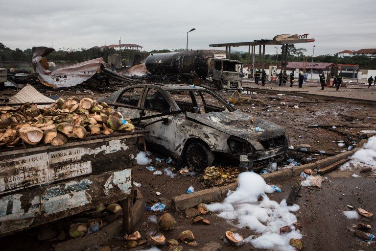 Anger in Ghana after 7 die in fuel station fire, blasts