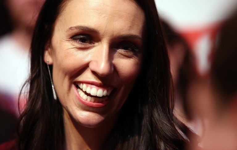 Jacinda Ardern speaks at a Labour Party rally in Hamilton on September 17, 2017. Michael Bradley/AFP  