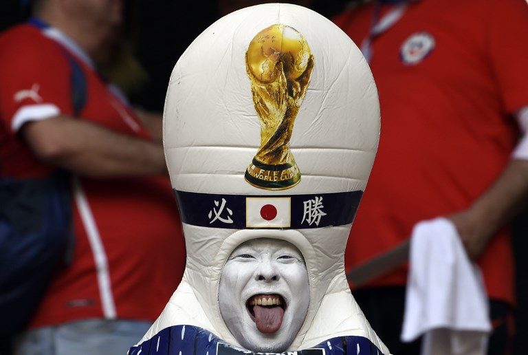 LUCKY CHARM. A Japanese fan sticks out his tongue before the Russia 2018 World Cup Group H football match between Colombia and Japan at the Mordovia Arena in Saransk on June 19, 2018. Photo by Juan Barreto/AFP  