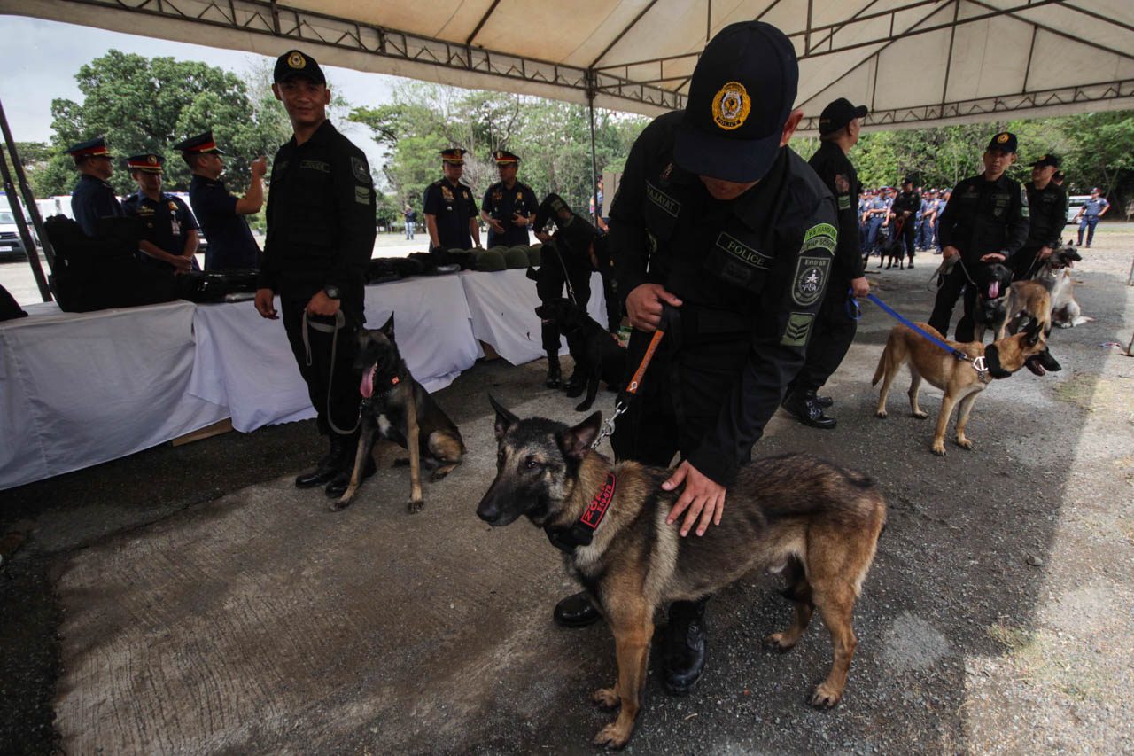 NEW HOUNDS. Explosive detection dogs are also displayed in Camp Bagong Diwa. Photo by Lito Borras/Rappler 