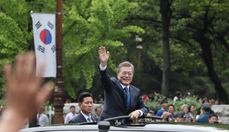 South Korea’s Moon Jae-In sworn in, says willing to go to North