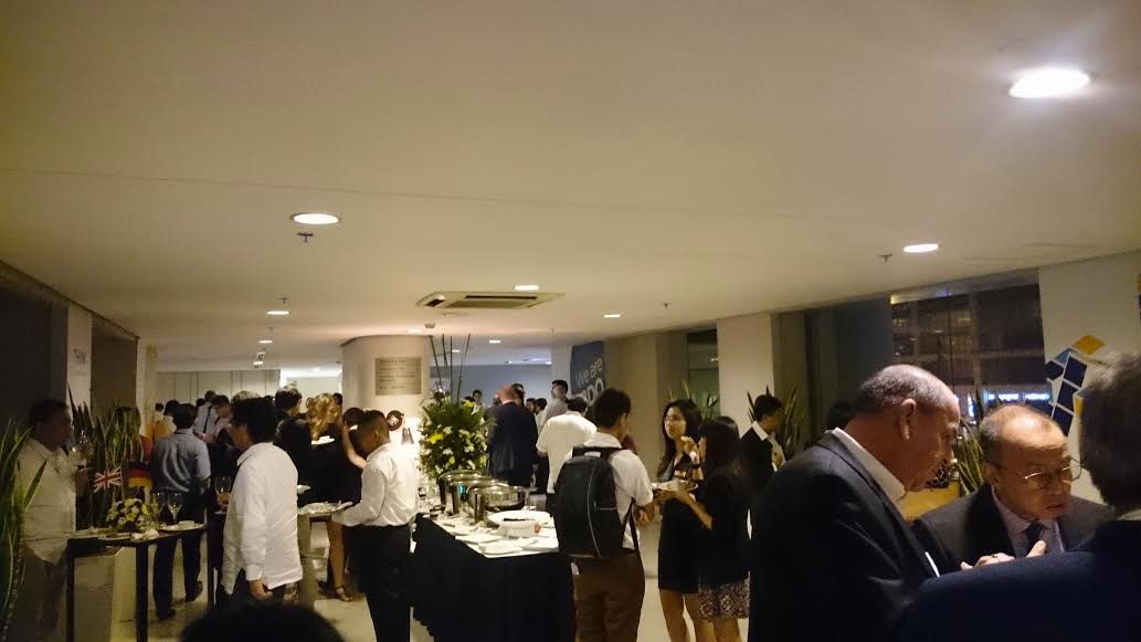 NETWORKING. Members of the different Chambers of Commerce discuss the integration at a cocktail reception following the event.  
