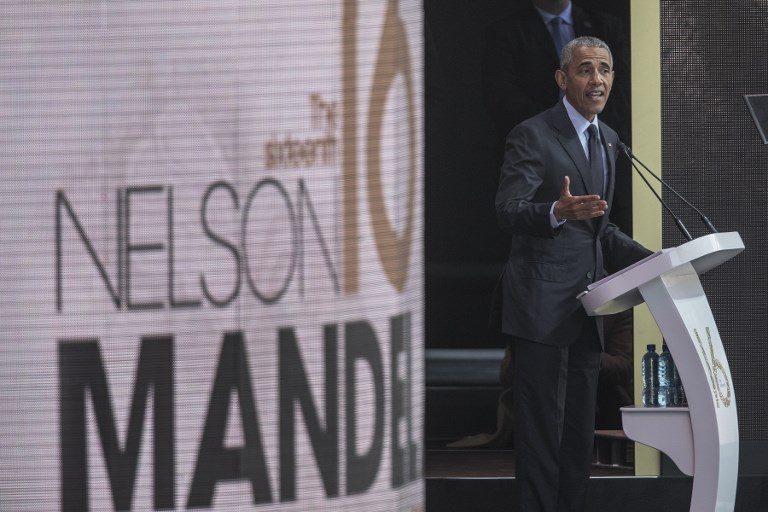 Obama warns of ‘strange and uncertain times’ in Mandela tribute