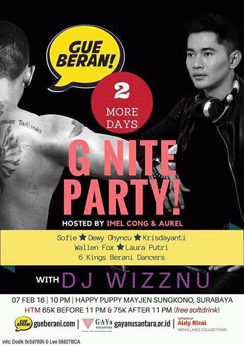 Flyer promo acara G Nite Party yang dilarang oleh aparat. Foto dari Facebook  