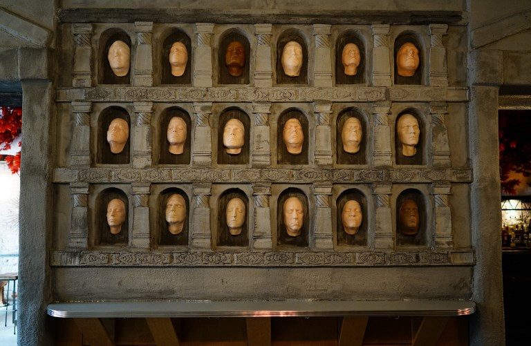 'The Hall of Faces' is seen at the 'Game of Thrones' pop-up bar in Washington, DC on July 12. Photo by  Mandel Ngan/AFP  