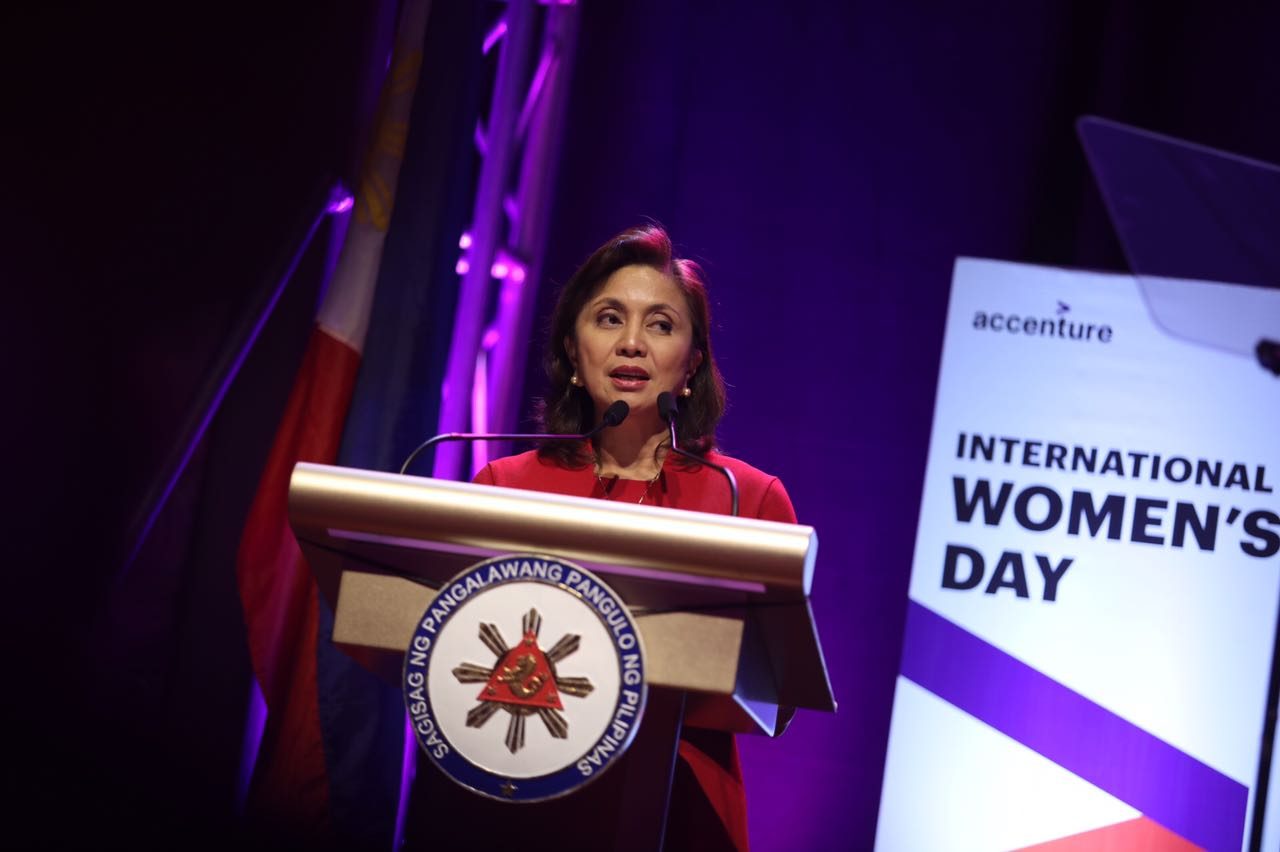 WOMEN'S RIGHTS ADVOCATE. Robredo delivers a speech on International Women's Day. Photo by OVP 