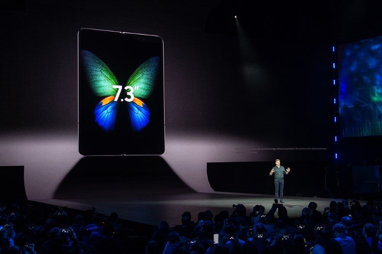 FOLD. Samsung Senior Vice President of Product Marketing, Justin Denison, speaks during the Samsung Unpacked product launch event in San Francisco, California on February 20, 2019.Photo by Josh Edelson/AFP 