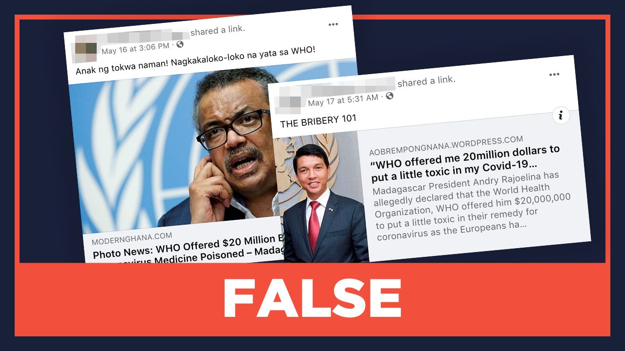 FALSE: Madagascar President says WHO offered $20M to poison virus cure