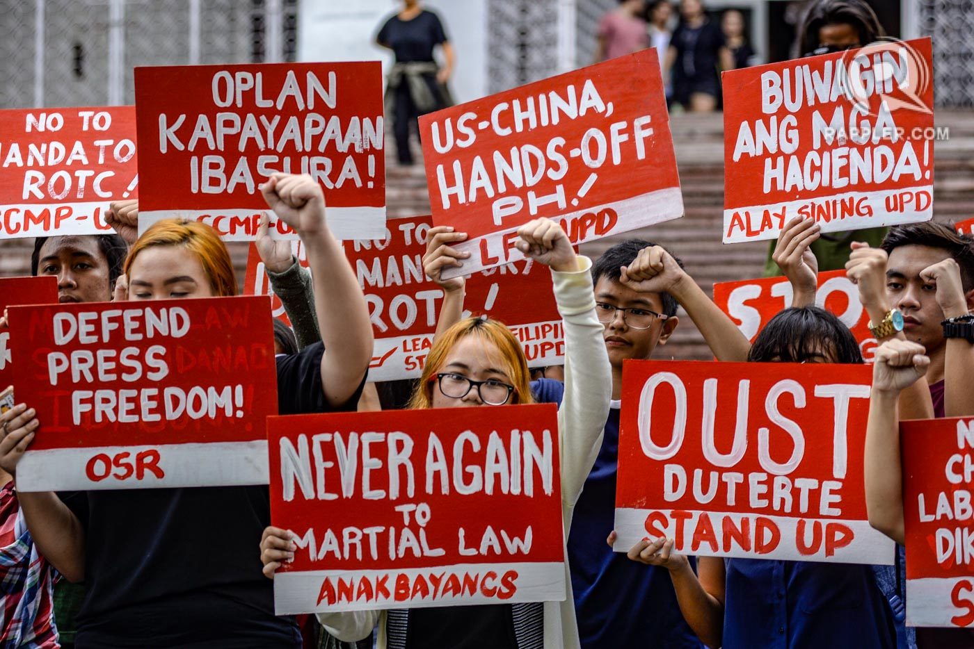 WALKOUT. Students of the University of the Philippines in Diliman, Quezon City protest the worsening economic and political conditions under the Duterte administration on September 6, 2018. Photo by Maria Tan/Rappler  