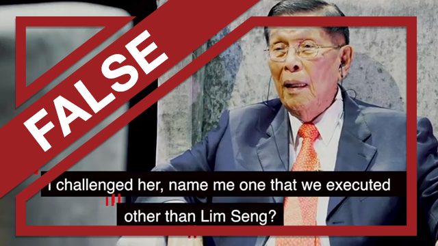 FALSE: ‘Only one executed,’ ‘none arrested’ under Marcos’ Martial Law – Enrile