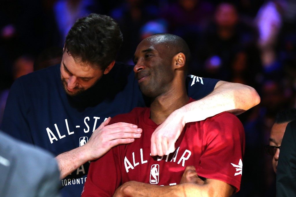 GREATNESS. Kobe Bryant, here with Pau Gasol during the NBA All-Star Game in 2016, was an 18-time All-Star selection. Photo by Elsa/Getty Images/AFP 