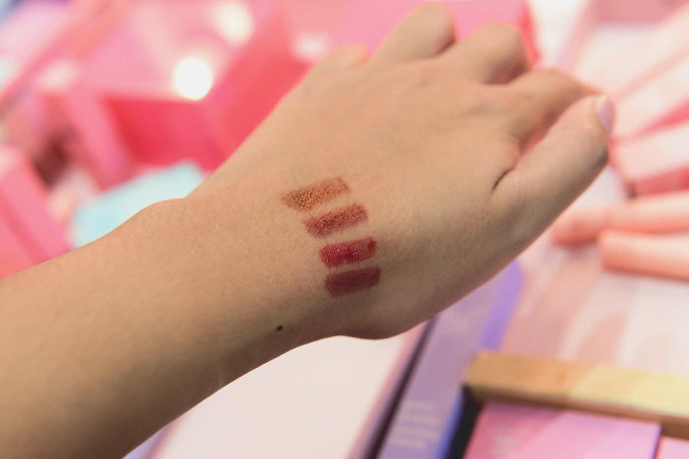 LIP AND CHEEK. The tints come in 4 shades. From top to bottom: Dainty, Prim, Serene, and Fearless. 