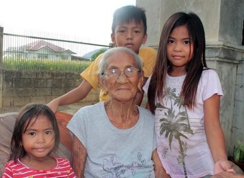 Quintina Sabalo with her grandchildren.  