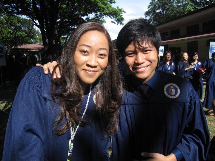 Christine (left) on her graduation day in Ateneo de Manila University. Photo via Kalibrr   