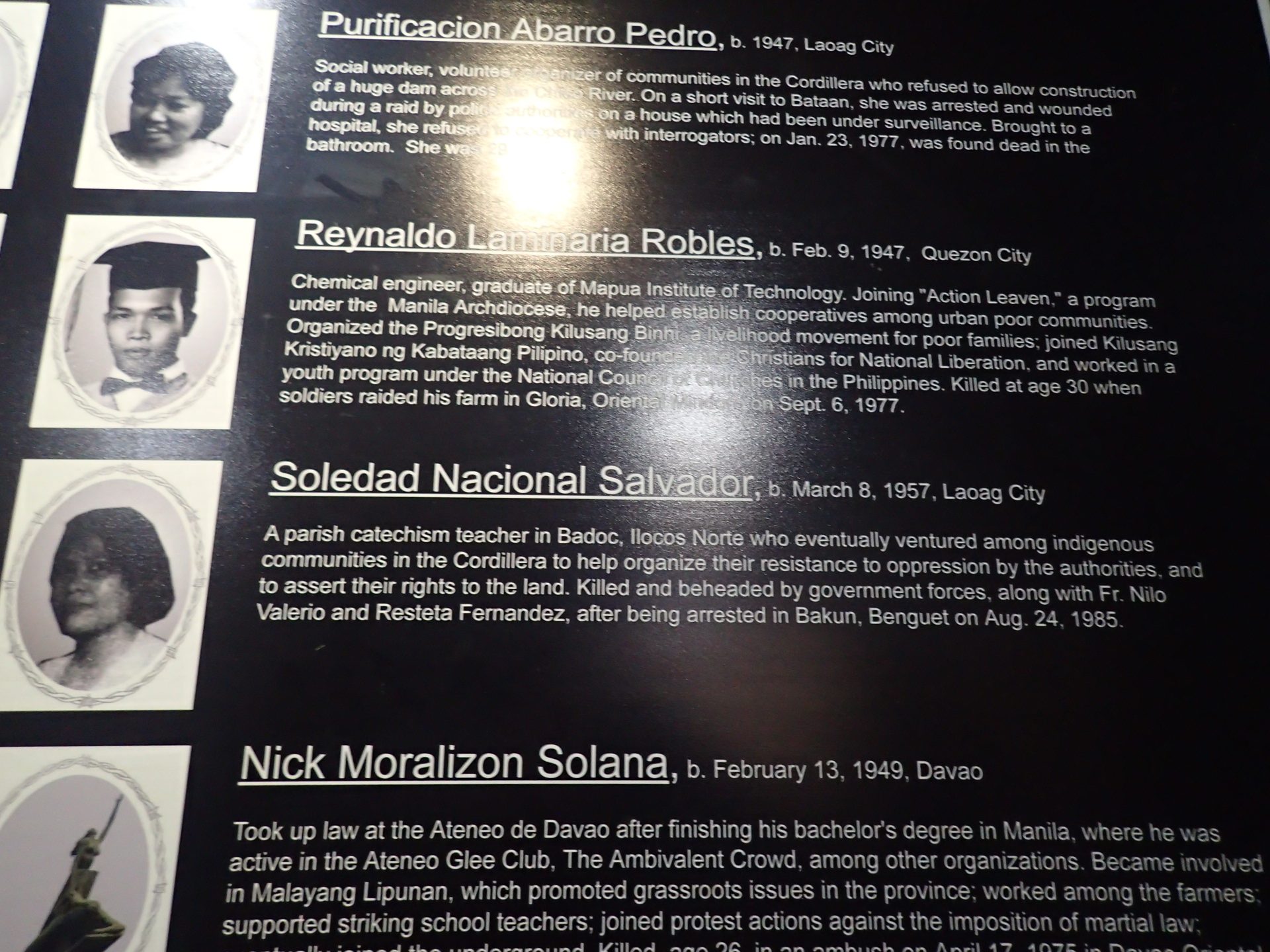 ILOCANO HEROES. Fellow Ilocanos rose up against Marcos' rule, too. Purificacion Pedro and Soledad Salvador are just a few of them. They fought for indigenous people's rights to their land.  