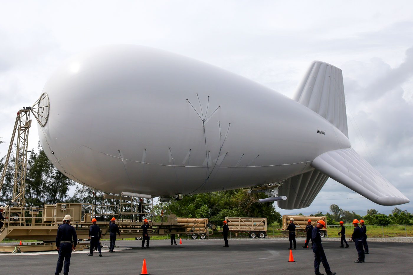 BALLOON RADAR. Members of the Philippine Navy set up the newly acquired Tethered Aerostat Radar System from the US during a short turnover ceremony at the Naval Education and Training Command in San Antonio, Zambales on August 22, 2017. Photo by Ben Nabong/Rappler   