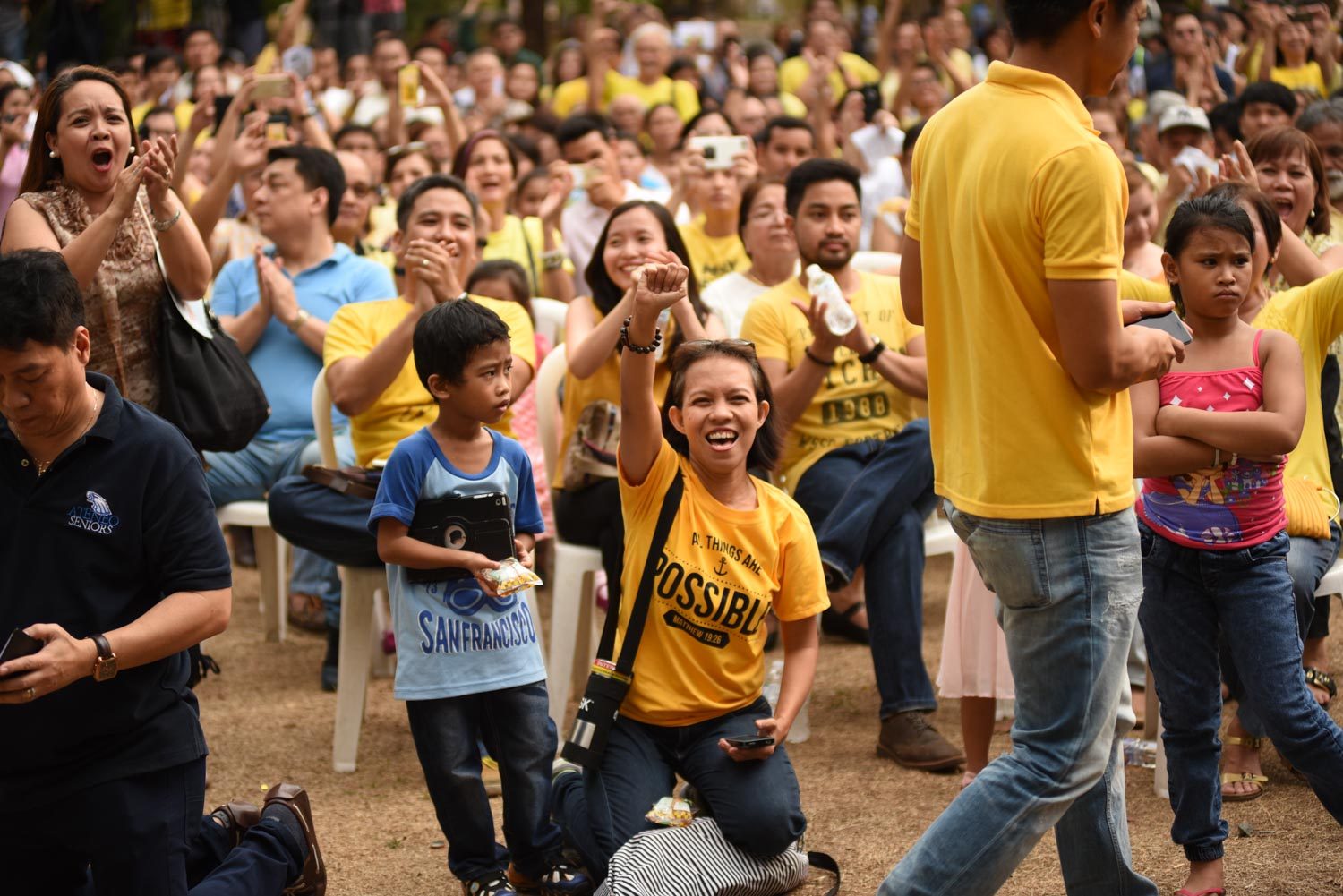 Robredo's supporters gather at the Ateneo de Manila University on Sunday, May 15.  