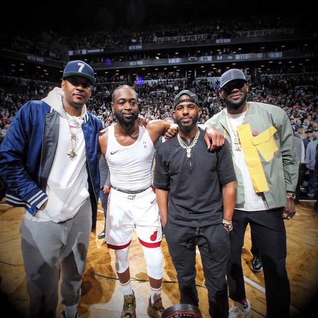 LOOK: LeBron, CP3, Melo turn up antics in Wade’s final game