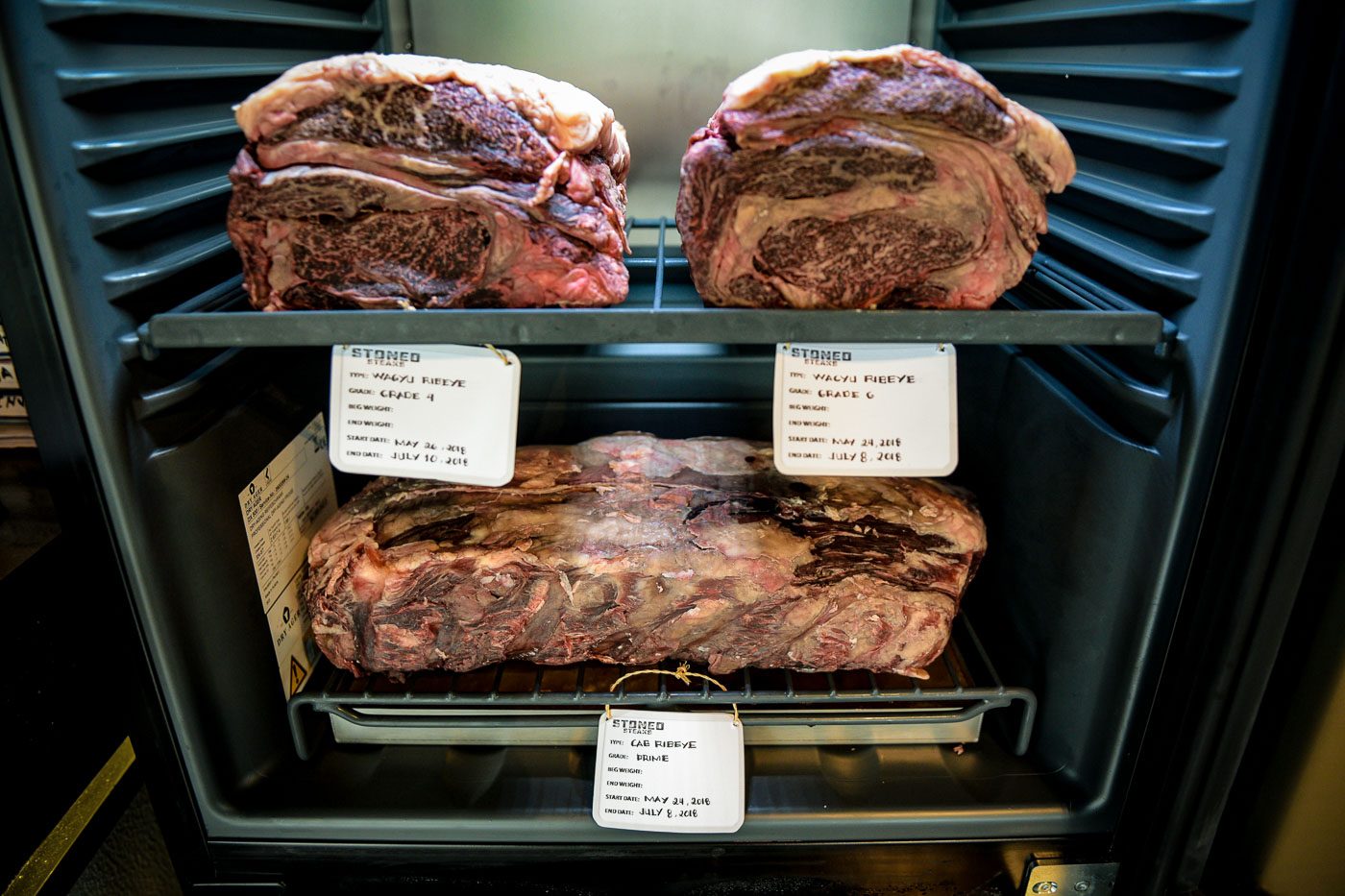 IN HOUSE. High-grade cuts of beef are dry-aged inside the restaurant itself.  