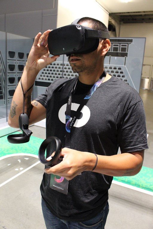 OCULUS QUEST. The new wireless Oculus Quest headset is being aimed at gamers seeking immersion in virtual worlds, with other potential applications likely in the future. Photo by Glenn Chapman/AFP 