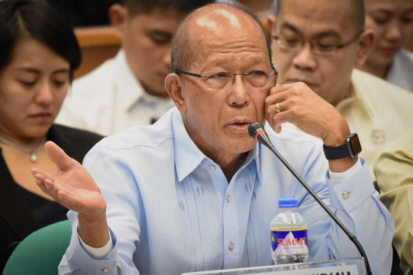 UPHOLDING THE CONTRACT. Defense Secretary Delfin Lorenzana says shipbuilder Hyundai Heavy Industries has sole right to choose makers of the subsystems of the Philippine warships. Photo by Angie de Silva/Rappler 