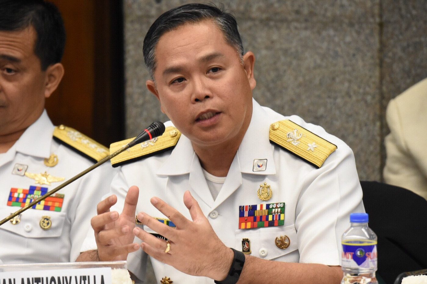 COMMANDER OF WARSHIPS. Commodore Sean Villa underscores the importance of installing a proven CMS technology in the warships. Photo by Angie de Silva/Rappler 