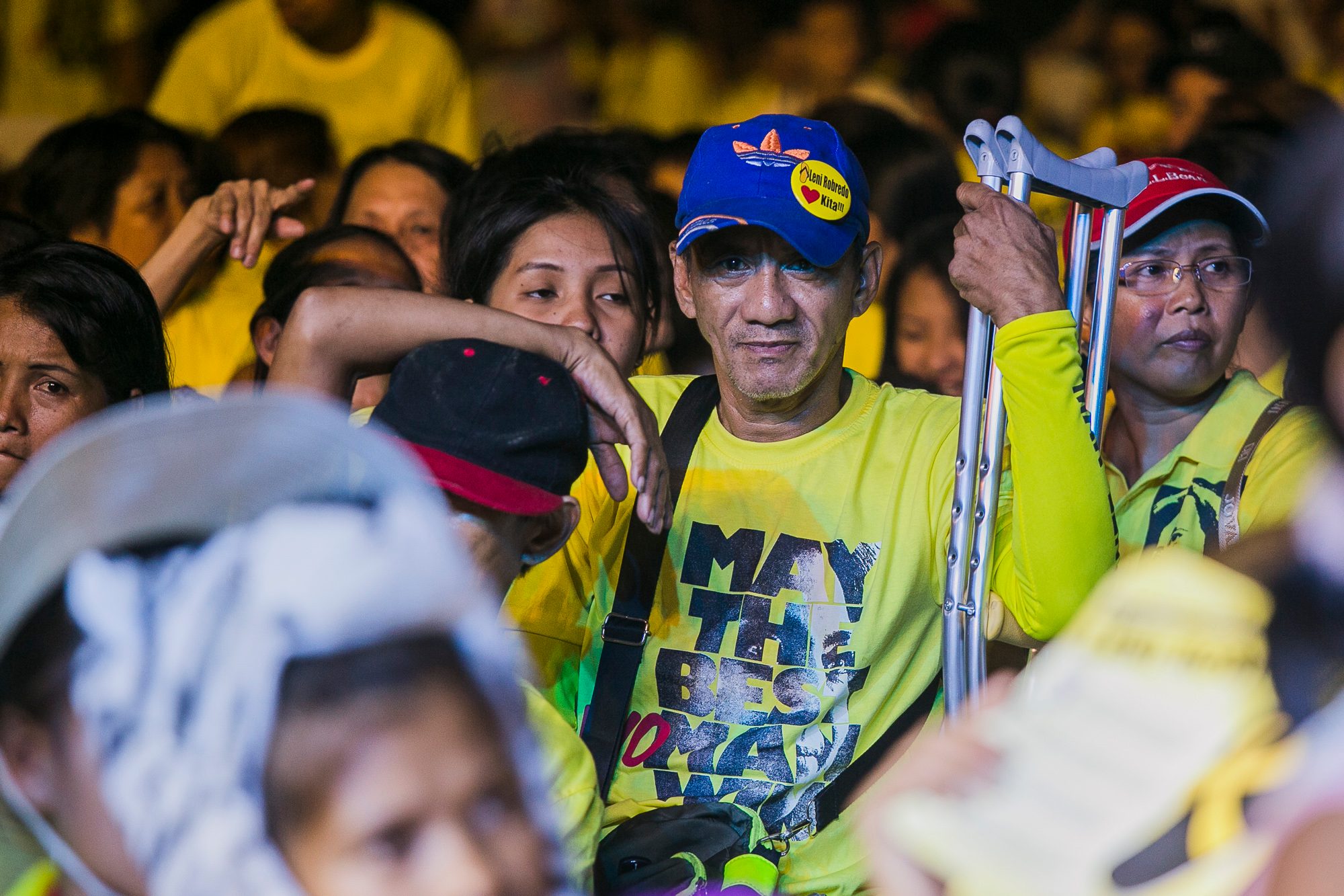 FOR EQUAL OPPORTUNITY. A PWD attends the event to show his support for Robredo. 