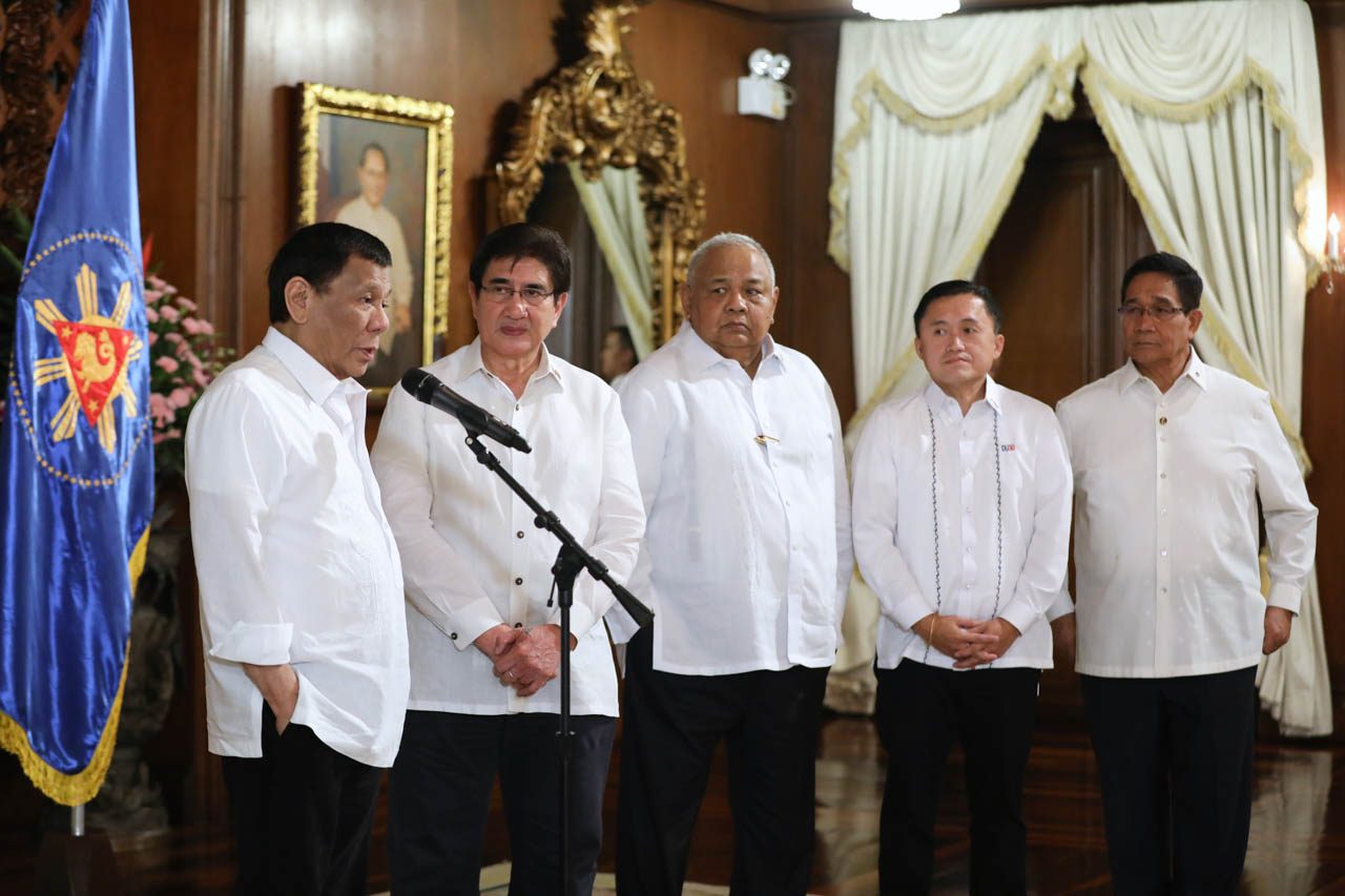 INTEREST IN ICT. National Security Adviser Hermogenes (rightmost) Esperon Jr joins the oath-taking of Gregorio Honasan II as new DICT secretary. Malacañang photo 